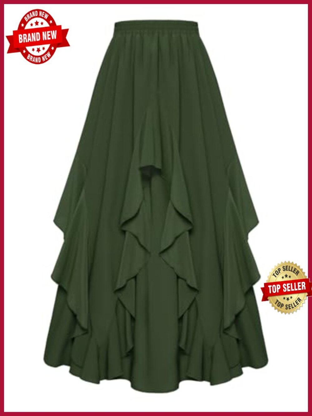 Ruffled Chiffon Flowy Renaissance Maxi Skirt with Pockets A-Line Irregular Hem